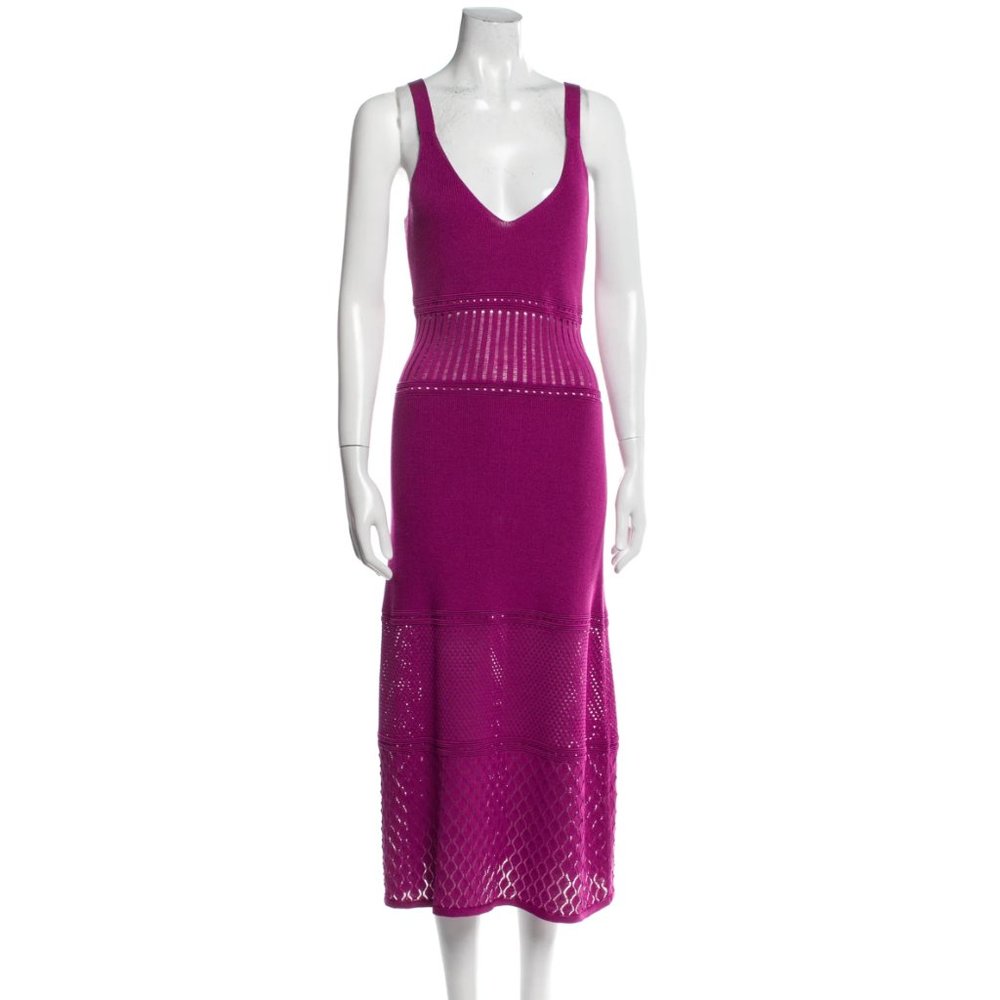 Alexis Rozanna Crochet Knit MIDI Maxi Dress in Fuchsia Pink Revolve - Picture 2 of 5